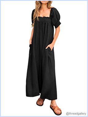 KIRUNDO Women Summer Maxi Dress Puff Sleeve Long Dress Maternity Nursing